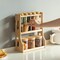 Basicwise Minimalist Two-Tier Bamboo Lazy Susan Turntable with 8 Pcs 12 oz Airtight Lid Glass Jars, Versatile Spice Rack Organizer, Perfect for Kitchen Countertops, Dining Tables, and Pantry Cabinets